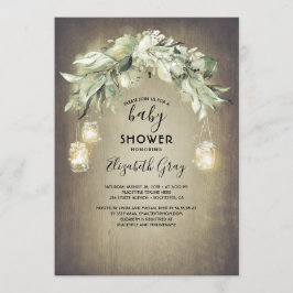 Greenery Mason Jar Lights Rustiek Baby shower Kaart