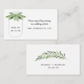 Greenery Mason Jar rsvp internetkaart Informatiekaartje (Voorkant / Achterkant)