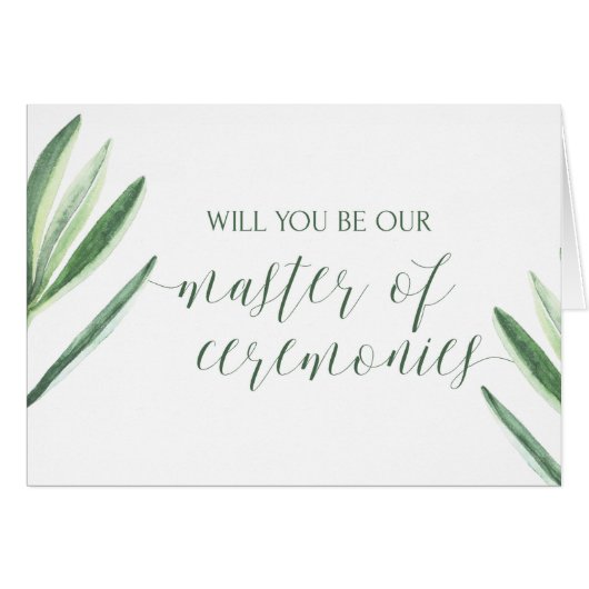 Greenery Master of Ceremonies Wedding Card (Voorkant Horizontaal)