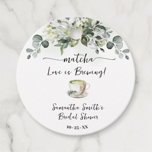Greenery Matcha Love is Brewing Tea Bridal Shower Bedankjes Labels (Voorkant)
