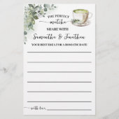 Greenery Matcha Share a Date Idea Shower Game Card Flyer (Voorkant)
