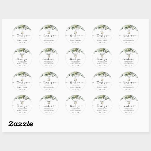 Greenery Matcha Thank You Bridal Shower Favor Ronde Sticker (Vel)