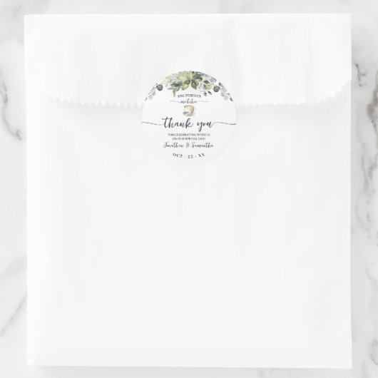 Greenery Matcha Thank You Bridal Shower Favor Ronde Sticker (Tas)