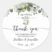 Greenery Matcha Thank You Bridal Shower Favor Ronde Sticker (Voorkant)