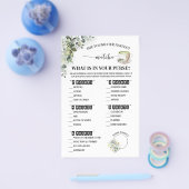 Greenery Matcha What is in Purse Shower Game Card Flyer (Enkel)