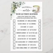 Greenery Matcha Would They Rather Shower Game Card Flyer (Voorkant)