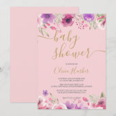 Greenery Meadow Bloemen Baby Meisje Douche / Sprin Kaart (Voorkant / Achterkant)