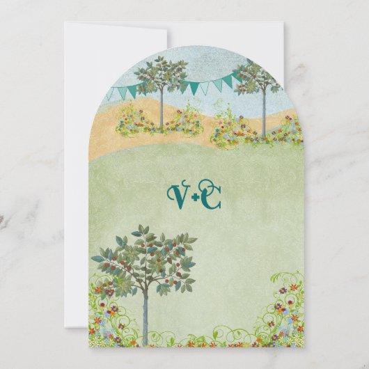 Greenery Meadow Bunting Wedding Invitations Kaart (Achterkant)