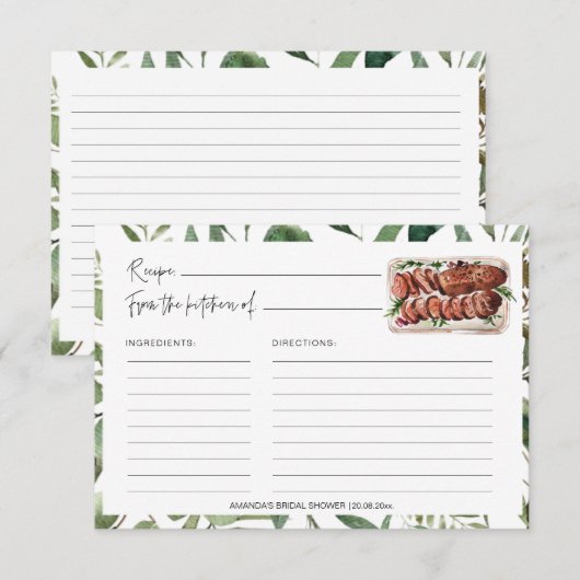 Greenery Meat Kitchen Vrijgezellenfeest Recipe Kar (Voorkant / Achterkant)