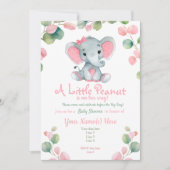 Greenery Meisje Olifant Baby shower uitnodiging (Voorkant)