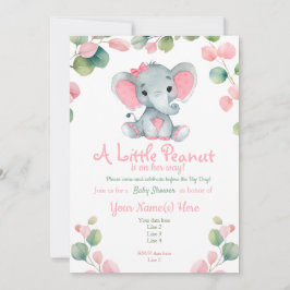 Greenery Meisje Olifant Baby shower uitnodiging