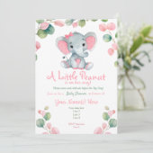 Greenery Meisje Olifant Baby shower uitnodiging (Staand voorkant)