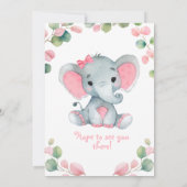 Greenery Meisje Olifant Baby shower uitnodiging (Achterkant)