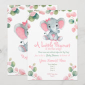 Greenery Meisje Olifant Baby shower uitnodiging (Voorkant / Achterkant)