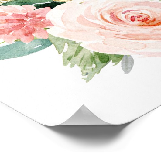 Greenery meisje roze baby shower welkomstbord poster (Hoek)