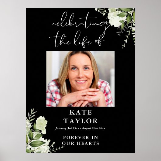 Greenery Memorial Celebration Of Life Photo Poster (Voorkant)