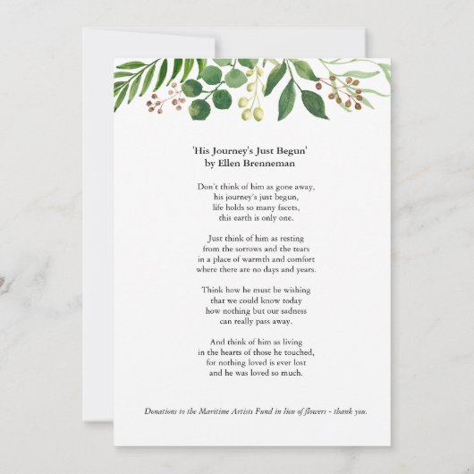 Greenery memorial-fotokaart, gele gouden grens (Achterkant)