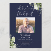 Greenery Memorial Funeral Navy Order Of Service  Programmakaart (Voorkant)