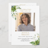 Greenery Memorial Funeral Order of Service Programmakaart (Voorkant / Achterkant)