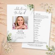 Greenery Memorial Funeral Order of Service