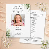 Greenery Memorial Funeral Order of Service Programmakaart