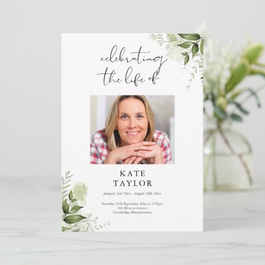 Greenery Memorial Funeral Order of Service Programmakaart (Staand voorkant)