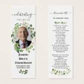 Greenery Memorial Poem Prayer Funeral Bladwijzer Mini Visitekaartjes (Voorkant /achterkant)
