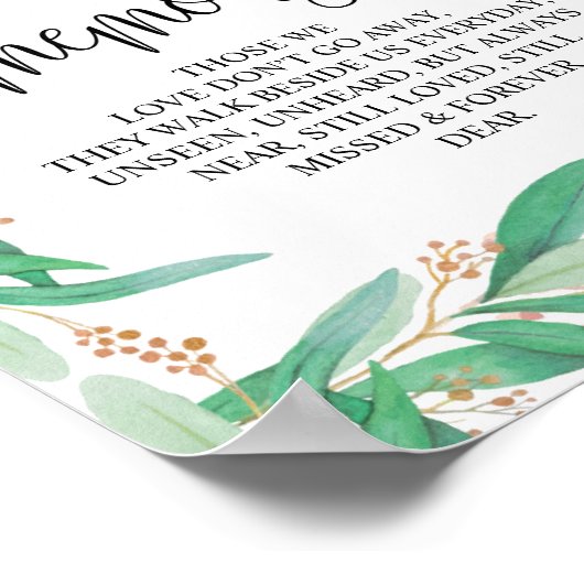 Greenery Memorial Table sign v1 Poster (Hoek)