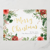 Greenery Merry Gold Folie Feestdagenkaart (Voorkant)