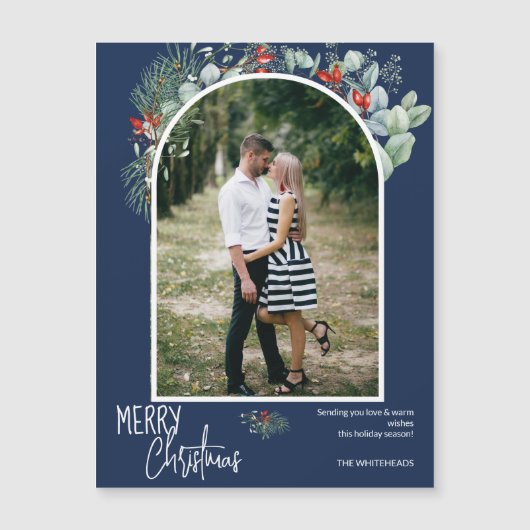 Greenery Merry kerstach Foto Navy Blue (Voorkant)