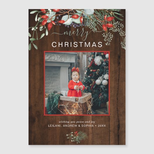 Greenery Merry kerstfoto Dark Wood Holiday (Voorkant)