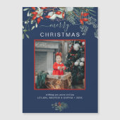 Greenery Merry kerstfoto Navy Blue Holiday (Voorkant)