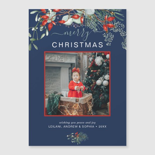Greenery Merry kerstfoto Navy Blue Holiday (Voorkant)