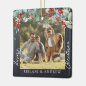 Greenery Merry-kerstfotobord Keramisch Ornament (Links)