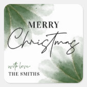 Greenery Merry kerstlabel Waterverf Vierkante Sticker (Voorkant)