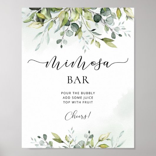 Greenery mimosa bar sign poster (Voorkant)