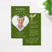 Greenery Minimal Memorial Funeral Bladwijzer Visitekaartje (Bureau)