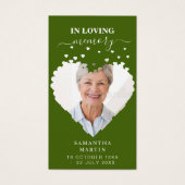 Greenery Minimal Memorial Funeral Bladwijzer Visitekaartje (Voorkant)