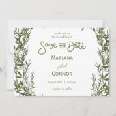 Greenery Minimal Save The Date Invitation Kaart (Voorkant)