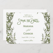 Greenery Minimal Save The Date Invitation Kaart (Voorkant / Achterkant)