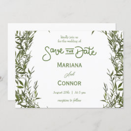Greenery Minimal Save The Date Invitation Kaart