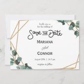 Greenery Minimal Save The Date Invitation Kaart (Voorkant)