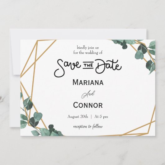 Greenery Minimal Save The Date Invitation Kaart (Voorkant)