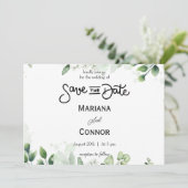 Greenery Minimal Save the Date Uitnodiging (Staand voorkant)