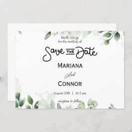 Greenery Minimal Save the Date Uitnodiging