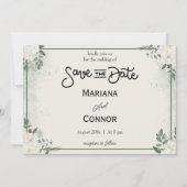 Greenery Minimal Save the Date Uitnodiging (Voorkant)