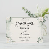 Greenery Minimal Save the Date Uitnodiging (Staand voorkant)