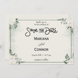 Greenery Minimal Save the Date Uitnodiging