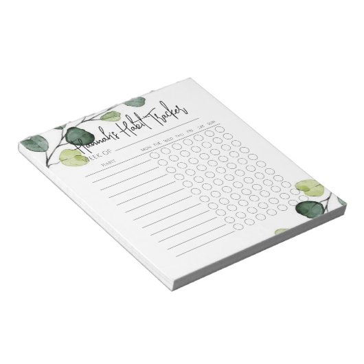 Greenery Minimal Script Habit Tracker Blocnote (Schuin)