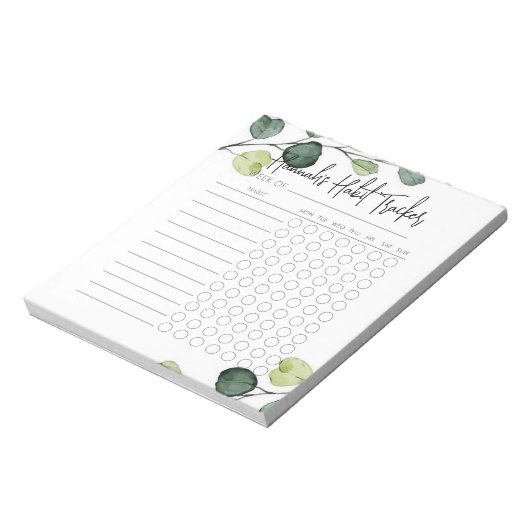 Greenery Minimal Script Habit Tracker Blocnote (Linkerzijde)